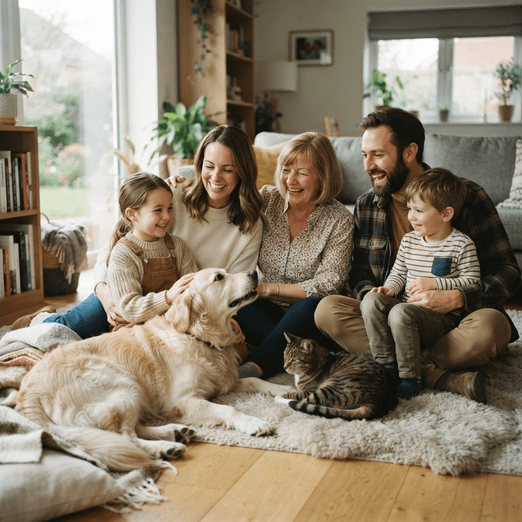 The Okafor Family with their pet